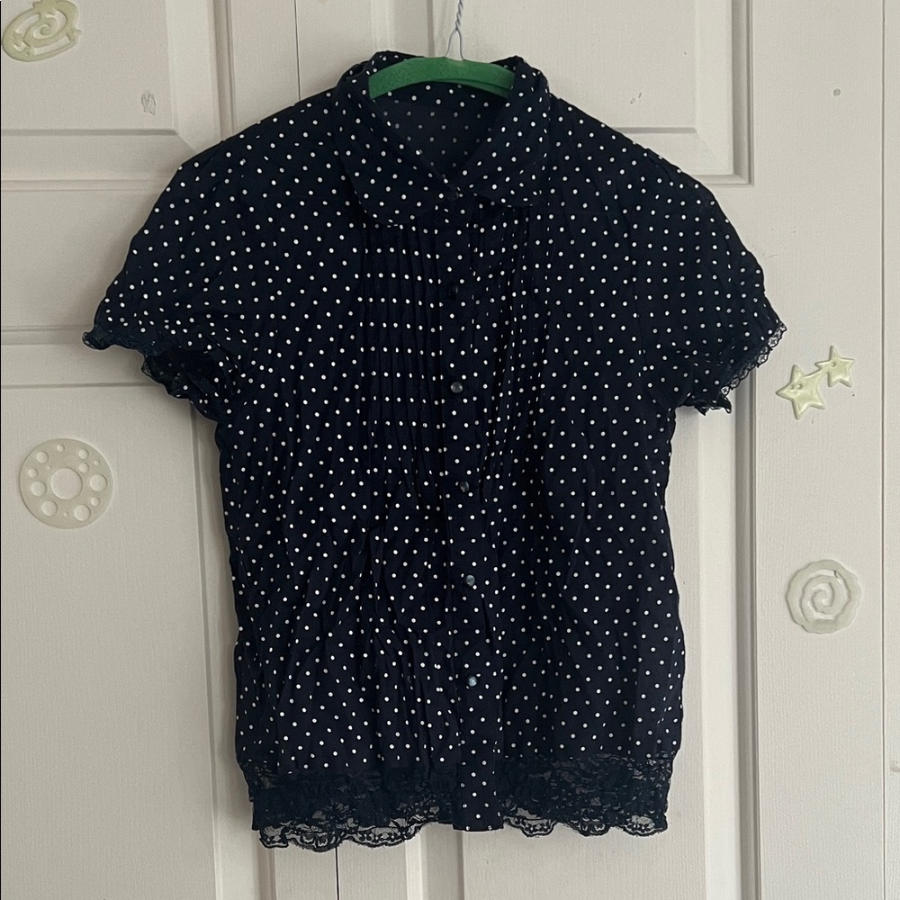 Dark blue Polka Dot Women's Blouse (from Japan)